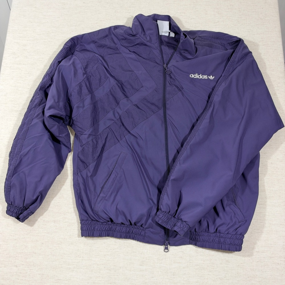 Adidas Windbreaker Jacket Mens Small Purple Originals Trefoil Full Zip Track Top